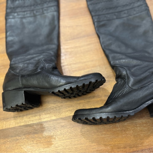 Vintage Bettye Muller black knee high leather boots size 7.5 - Picture 6 of 8